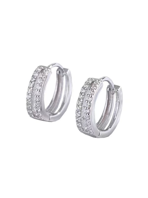 925 Sterling Silver Cubic Zirconia Hoop Earrings