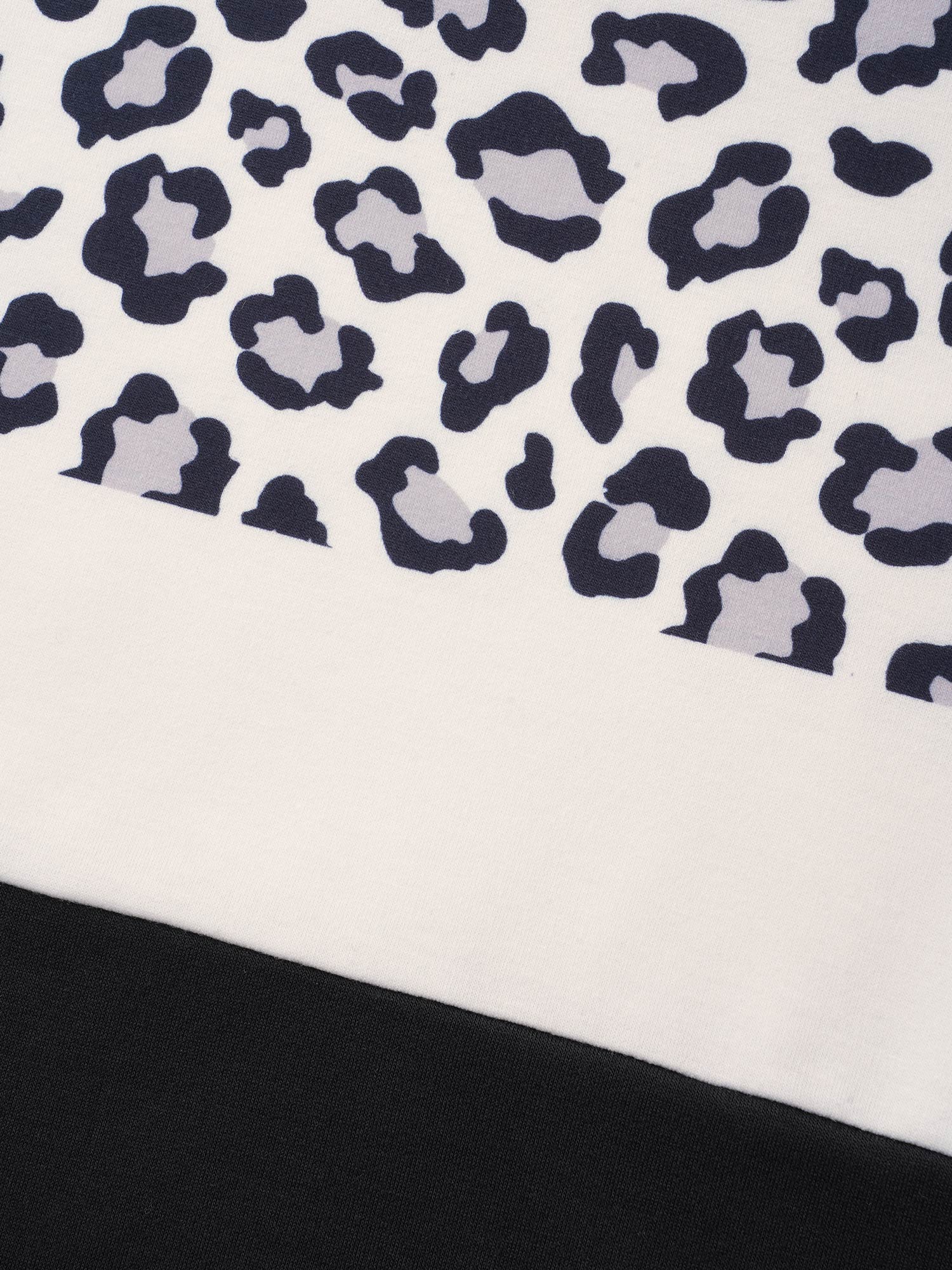 Leopard Print Patchwork Contrast Drawstring Sweatshirt