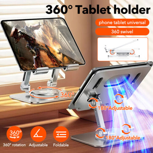 Aluminum Alloy Laptop Stand Foldable 360° Rotation Anti Slip Tablet Holder Notebook Lifting Cooling Holder