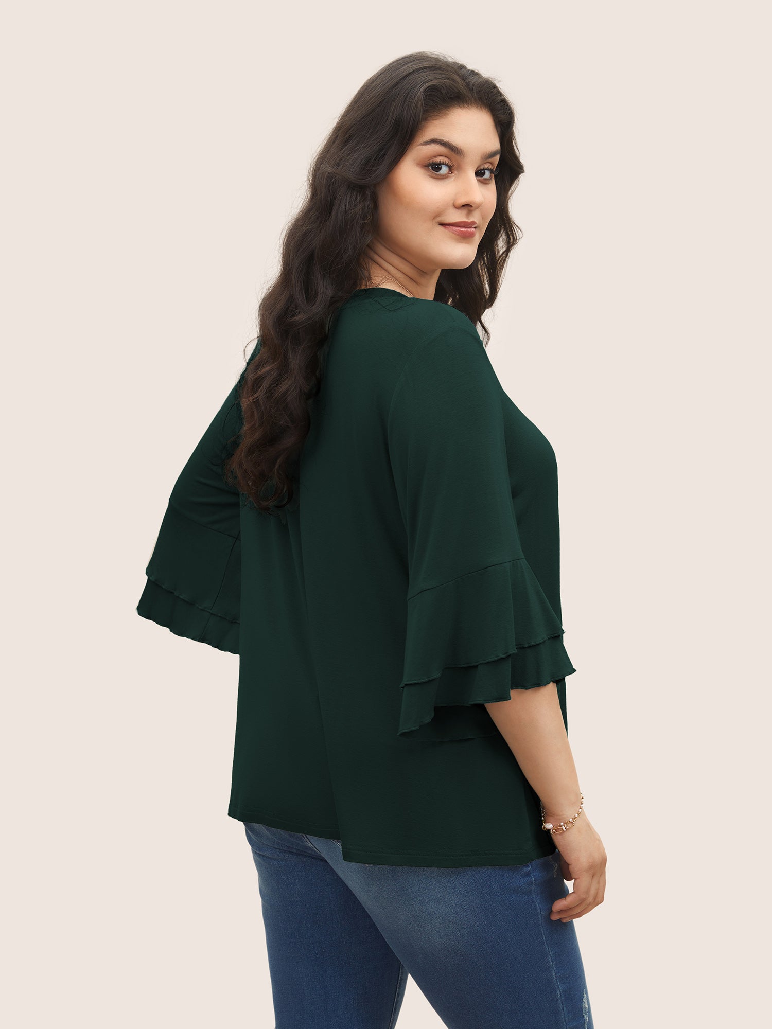 Supersoft Essentials Ruffle Layered Sleeve Pleated T-shirt