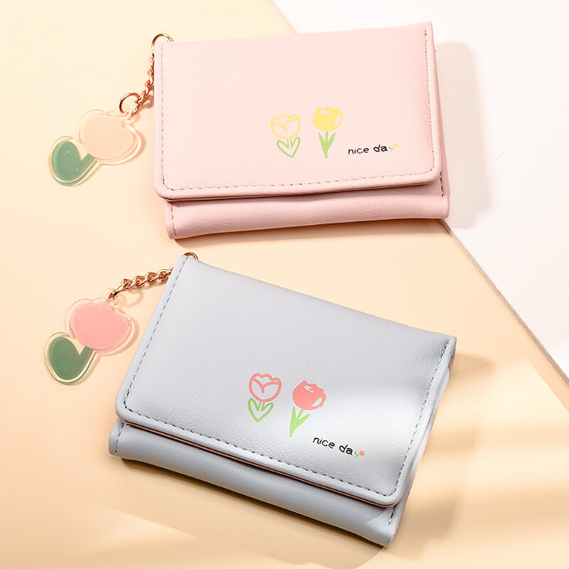 Tulip Flower Mini Trifold Wallet