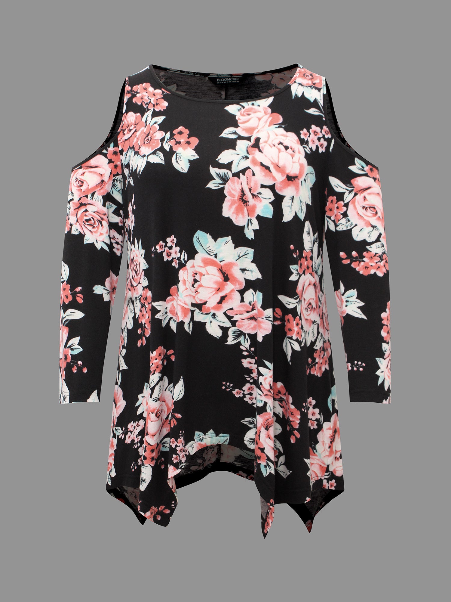 Floral Print Shoulder Cut-Out T-shirt